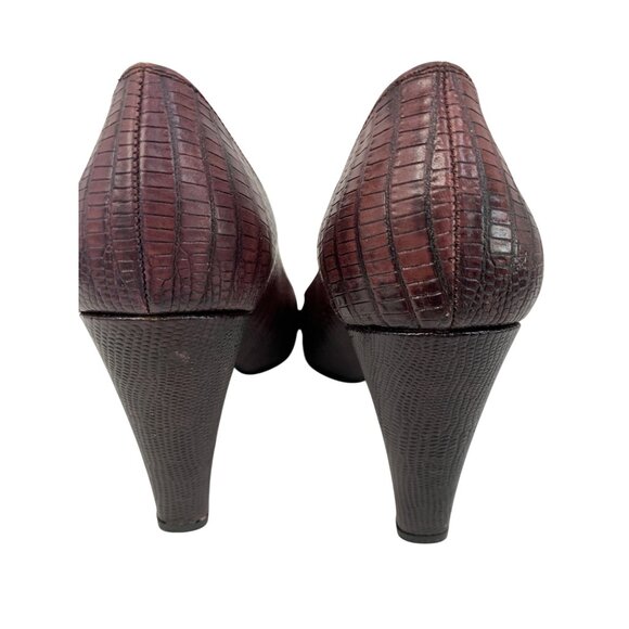 Rare VTG Stuart Weitzman Lizard Embossed Leather Mid Heels 6.5M Pump Shoes 8765 - Picture 8 of 13